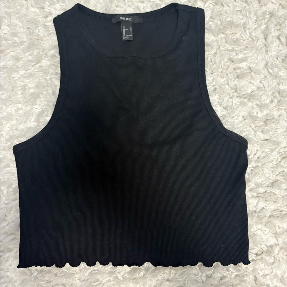 Forever 21 Black Ribbed Crop Top